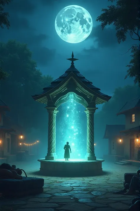 Ravi is seen sleeping in his simple home. He has a dream of a glowing, magical well in the middle of the village. The well shimmers under the moonlight, and an old man appears.