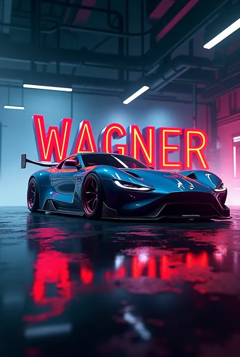 Generate image with letters "Wagner"  that has a car