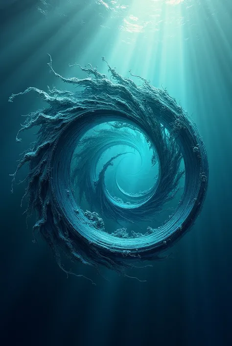 Spiral into a circle logo ocean high dynamic blue with a little green gradient background white art style (Rich color levels)  perfect composition, A masterpiece of intricate detail