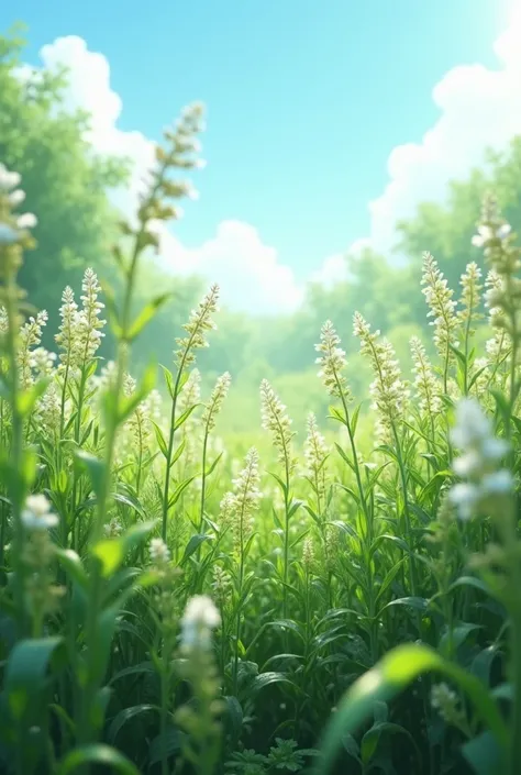 Beautiful Andrographis paniculata garden, beautiful sky, like a real picture.