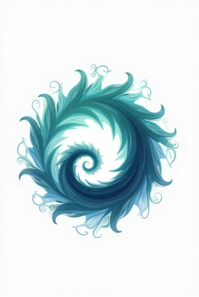 Spiral into a circle logo ocean high dynamic blue with a little green gradient art style (Rich color levels)   High Definition White Background 