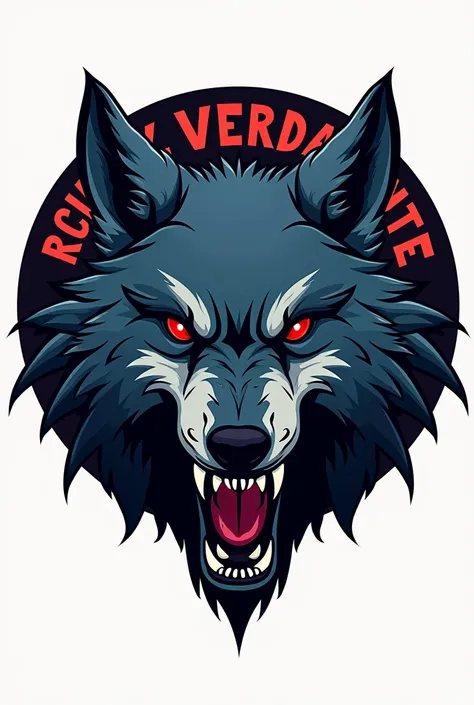 Round logo with the name Rick Verdante around it and a wolf face with sharp fangs and red eyes.