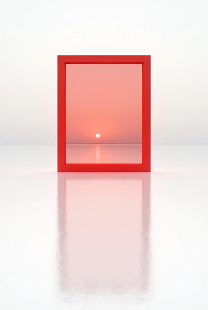 RED SQUARE MIRROR WITH WHITE ON THE HORIZON