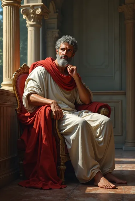 marcus aurelius are sit on chai thinking