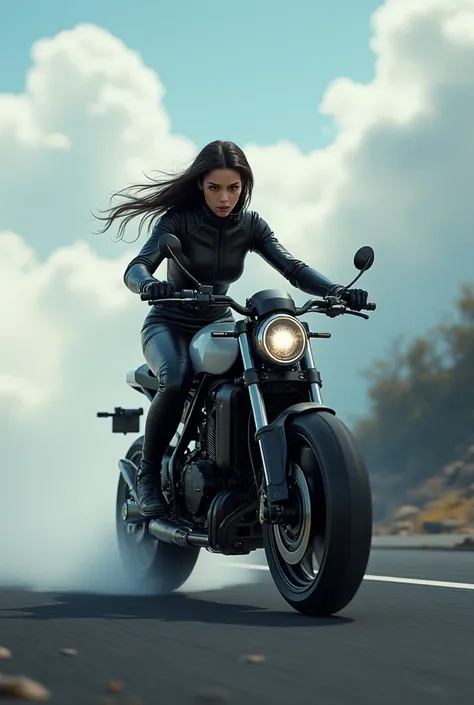 a beautiful fantasy female biker riding an electric motorcycle at high speed, clay animation style, dynamic motion, cinematic lighting, volumetric fog, hyper detailed, photorealistic, 8K, vivid colors, dramatic lighting, cinematic composition, intricate de...