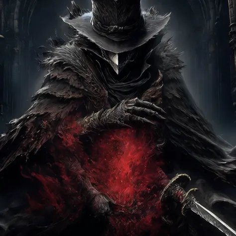 Best Quality, masterpiece, Ultra-high resolution, (Photo Real:1.4), Bloodborne,Wizard,Red Magic,There&#39;s magic all around