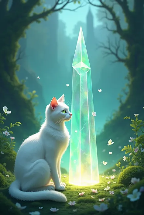 Story Prompt: "Luna (white kitty)becomes the guardian of the crystal, vowing to protect its power."

Narration: "Luna (white kitty) accepted her new role as the Whisker Wizard, guardian of the crystal and protector of the magical realm."
