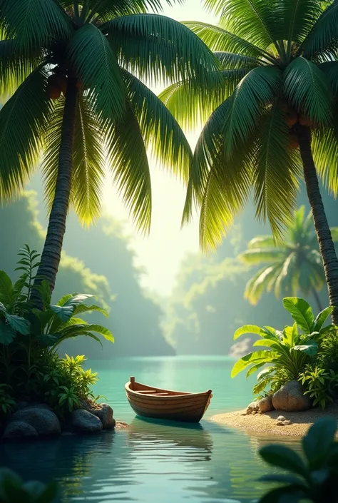 Boat on coconut tree