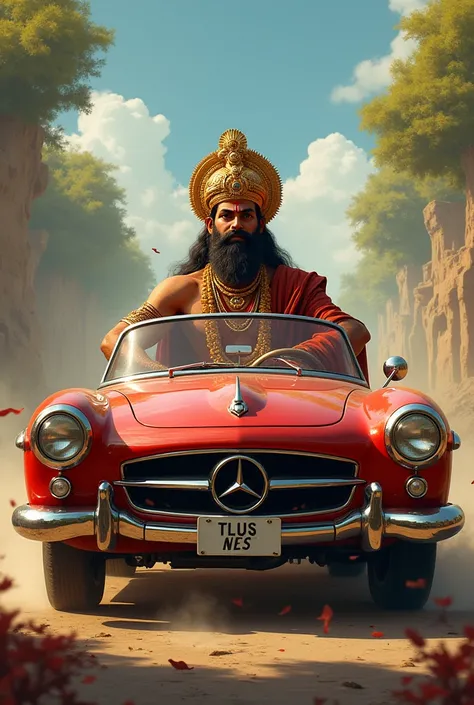 mahabali in a red car