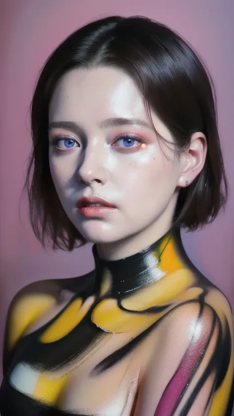 Android Beauty, Powerful paintings inspired by Francis Bacon, Ultra-realistic surrealism, Hyperrealism, fear, art, Hyper Real Painting, Realistic illustration painting, カラフルなHyperrealism, Hyper-realistic digital art