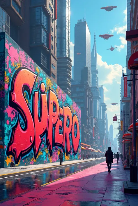 A graffiti on the wall written: Colorful SuperTropoli 