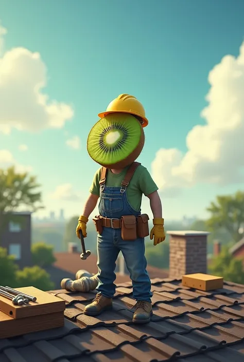 Roofer with a kiwi head