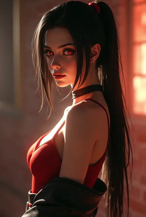 (photorealistic:1.4),best quality,realistic, masterpiece, an extremely delicate and beautiful, CG,extremely detailed ,highres, extremely detailed, 1girl, tifa_lockhart,beautiful detailed girl,full body, realistic,japanese clothes, beautiful detailed red ey...