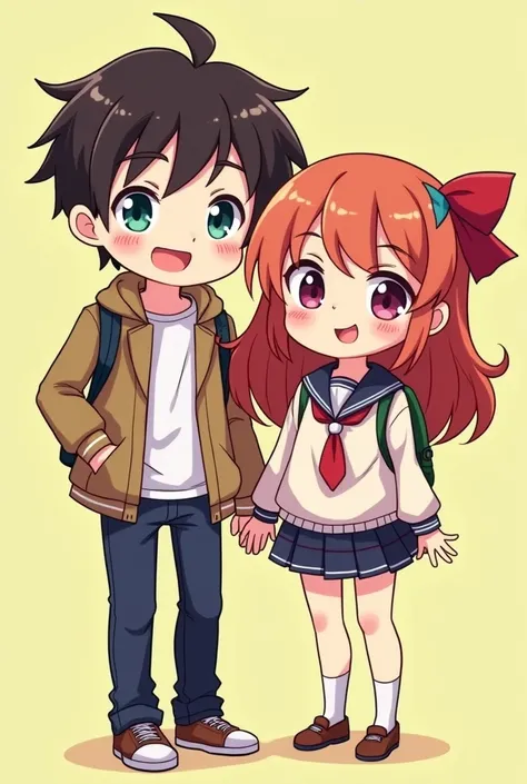 Male and female pair、It feels like a mascot、Cute、About high school age、Look at me、Anime Style