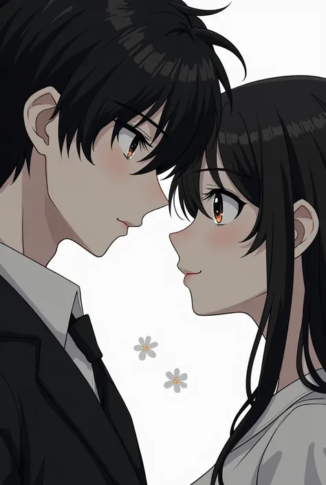 Male and female pair、Look at me、Anime Style、The man is cute、Women are cool、Black and White