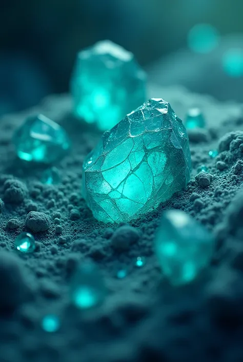 Blue-green Soul Shards, close-up, Cartoon style 