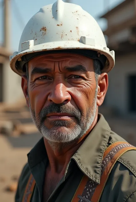 Ramón Valdez with a white construction helmet 