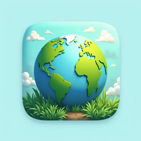 Web Base Earth icon for Game App with lush