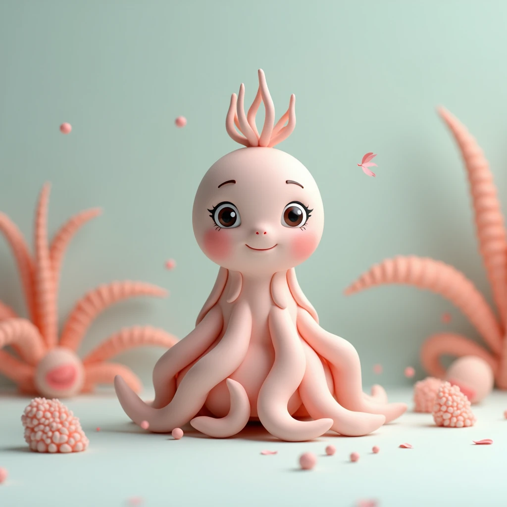 Clay Animation, mascot featuring sea angel, simple background,