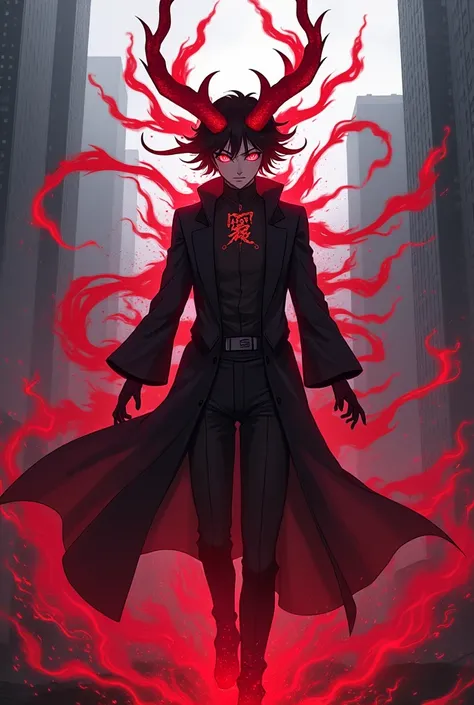 Tanjiro posses yuji itadoris  demon form surrounded by nine tales chakra in Tokyo ghoul universe bursting with demons 