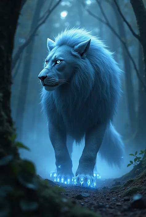 In the heart of a mystical, dark forest, where the trees whisper secrets and the moonlight casts eerie shadows, a unique creature roams. This guardian of the forest is a majestic hybrid, combining the strength and grace of a lion with the cunning and agili...