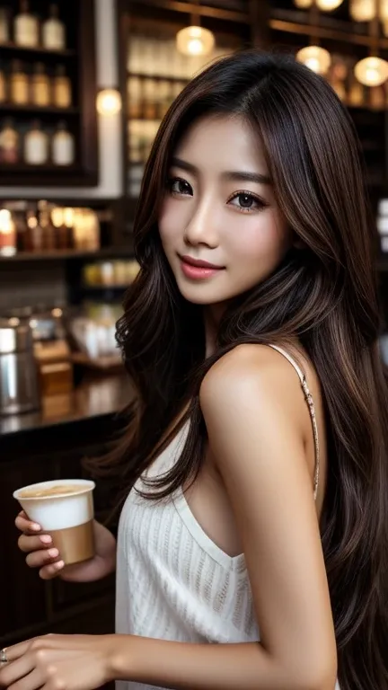 Real Beauty、Asian Beauty、Brown Hair、Long Hair、chest、sexy、Cafe