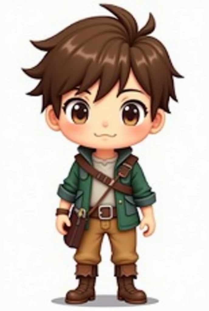 Emoji used for YouTube, brown haired male character wearing adventurer outfit, anime boy.