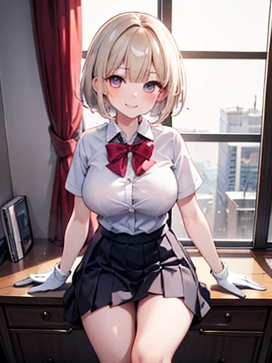 (8k, RAW Photo Best Quality, masterpiece:1.2), (Practical, photo-Practical:1.37), Very detailed, 1 girl,Nice, Lonely,Beautifully detailed skies(Red swollen nose),(smile:1.1),(shut up),Large Breasts, seductive smile, Big Apartment, Professional Lighting, So...