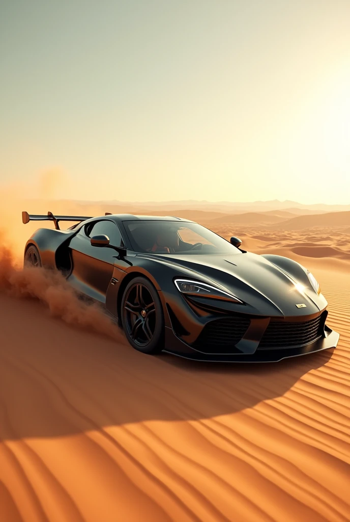 Black. car in desert 