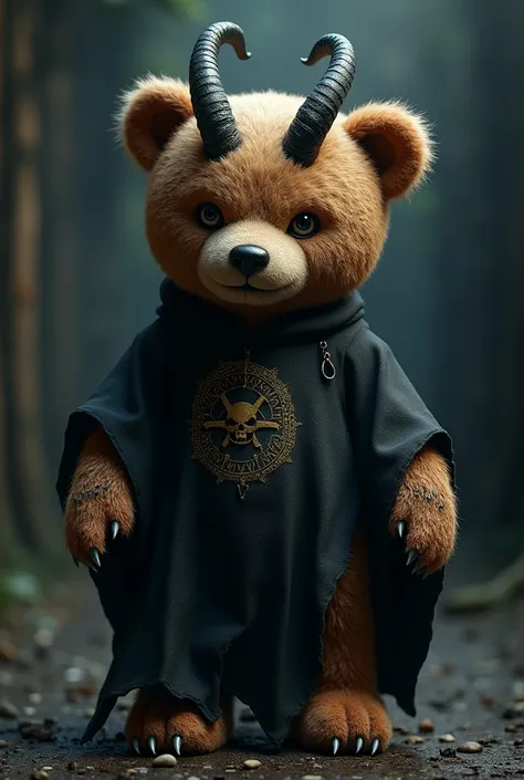 Image of a teddy bear dressed as Baphomet