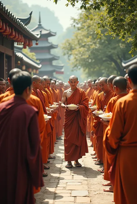 Creating people to give alms to monks