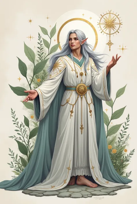 Elfo Aelor, Star Master Elf Aelor - an ethereal elf with silver hair, which sparkle, Like stars. You have dark blue eyes, reflecting the night sky, and he is wearing long white clothes, decorated with golden astral symbols. Aelor is known for his infinite ...