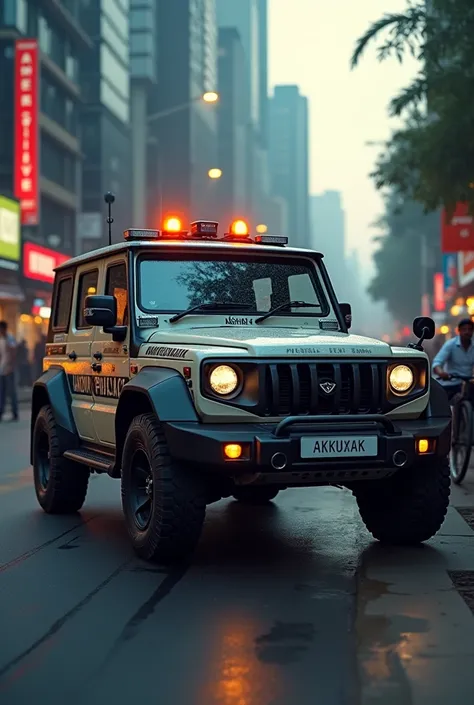 Indian police car mahindra rakshak right side  4k cinematic 