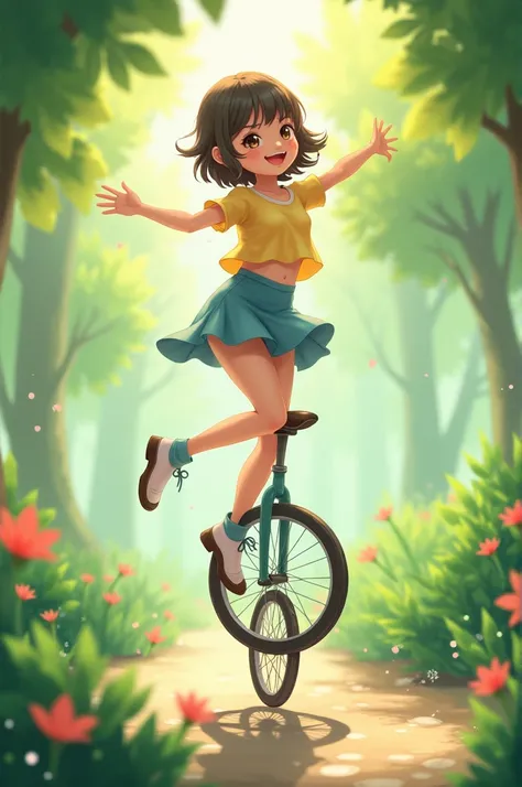 A girl on a unicycle 