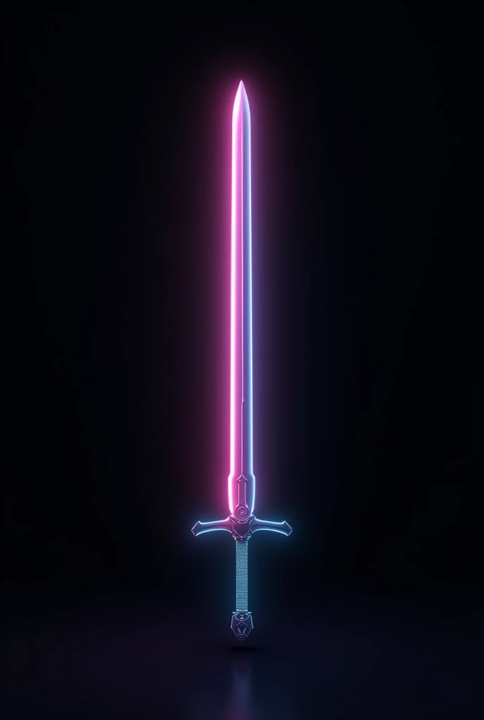 Sketch of a neon sword on a blank black background 