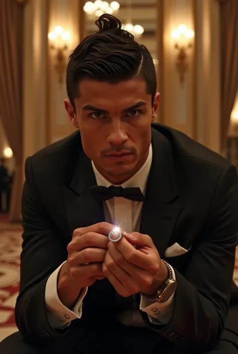 Cristiano Ronaldo making a marriage proposal to the camera 
