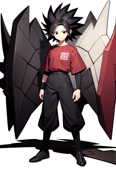 masterpiece, caulifla, black hair, spiked hair, black eyes, white background , standing fullbody , solo , girl , just standing ,