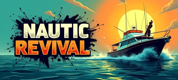 i want a facebook banner for my company. the companys name is Nautic Revival . the company repairs and cleans boats. make it colorful and gta san andreas style