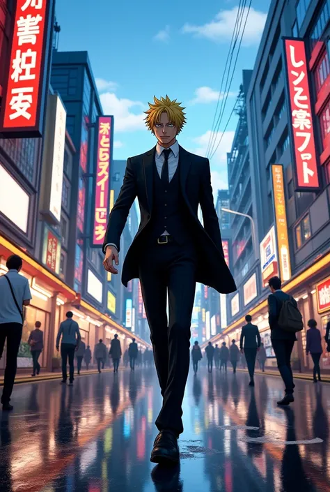 Sanji and power walking in tokyo street