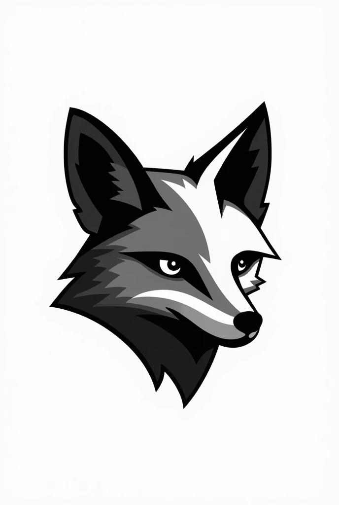 arctic fox face vector black and white style logo emblem with letter C shape