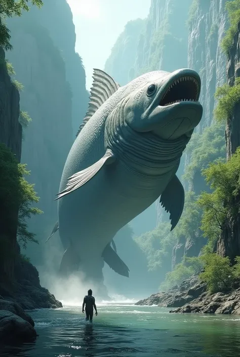 Super  Giant fish on river,