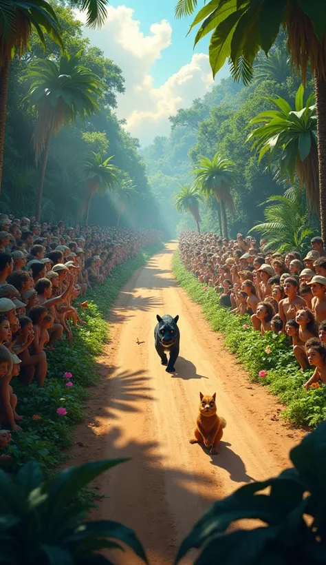 Jungle mein Janwaron ka hujum audience mein baitha hai cheer kar raha hai samne race ka maidan saja hai black panther or squirrel ki race start hony wali hai 