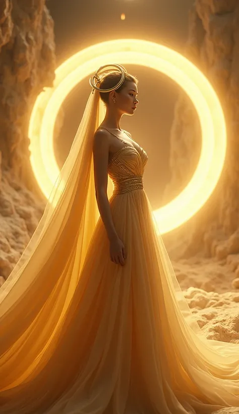 Saturn as an Elegant Noble

Description: An elegant noble character dressed in a flowing gown or suit with shades of gold and pale yellow, reminiscent of Saturn’s rings. The characters attire sparkles with subtle metallic threads.
Lighting: Soft, diffused ...