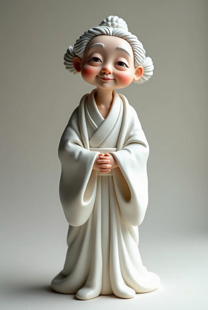 Old japanese lady fondant figurine standing looking forward
