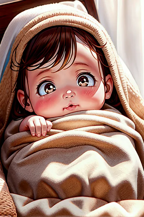 newborn baby girl, brown hair,