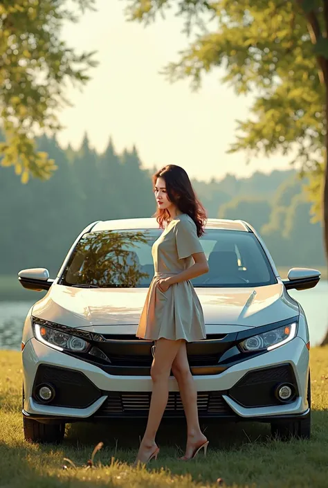 Hoda civic car and beautiful girl