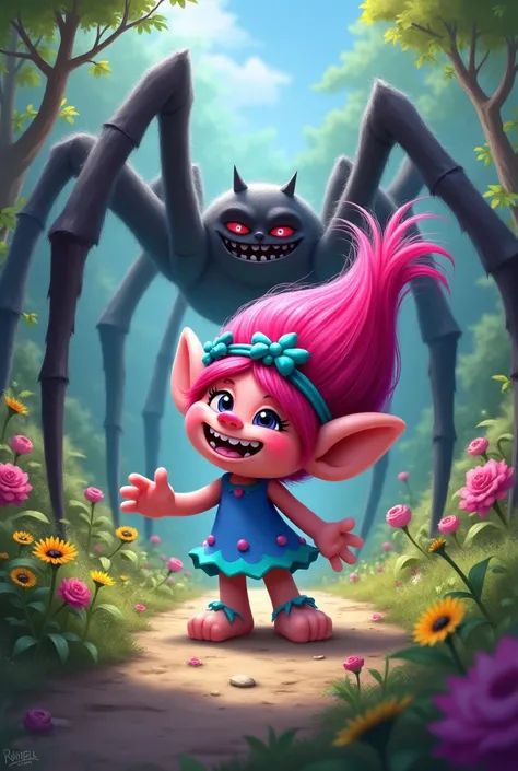 Princess Pop Trolls Cats went in search of her little fun Pop Troll friends, on the way she was caught by a huge spider, but the same gloomy pop troll Pagin came to her rescue, who never danced, did not sing and did not smile