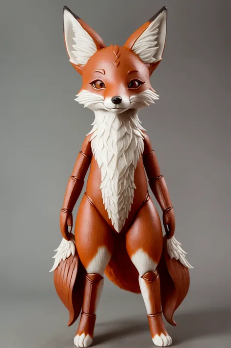 A  very cute fox standing on two feets High Resolution, Anatomically Correct, Accurate, Best Quality, Detail, Super Detailed, Textured Skin, Symmetry, Character Sheet Full-Length, Character Sheet Full-Length, Character Chart, 3d pvc art, standin walk with ...