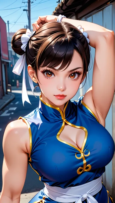 score_9, score_8_up, score_7_up, break, score_9, 1girl, chun-li,street fighter, black hair, brown eyes, eyelashes, short hair, b...