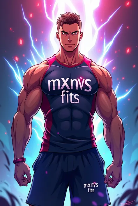 My Instagram account is all about fitness cricket and anime make a profile picture regarding this and I want mxnxs fits written on his t-shirt and on his lower